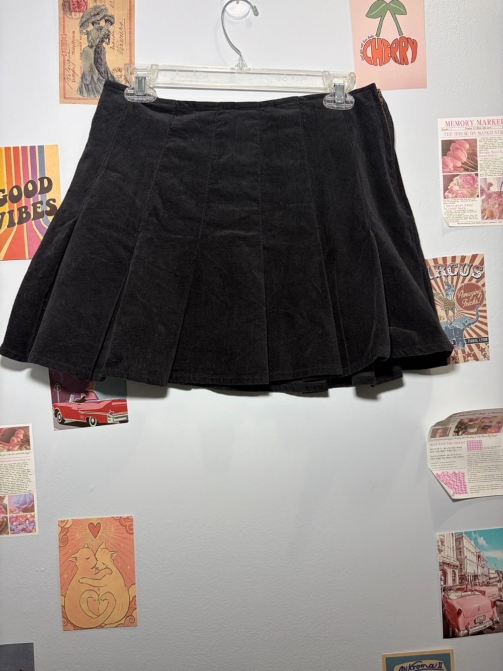 Forever 21 Black Corduroy Pleated Skater Skirt